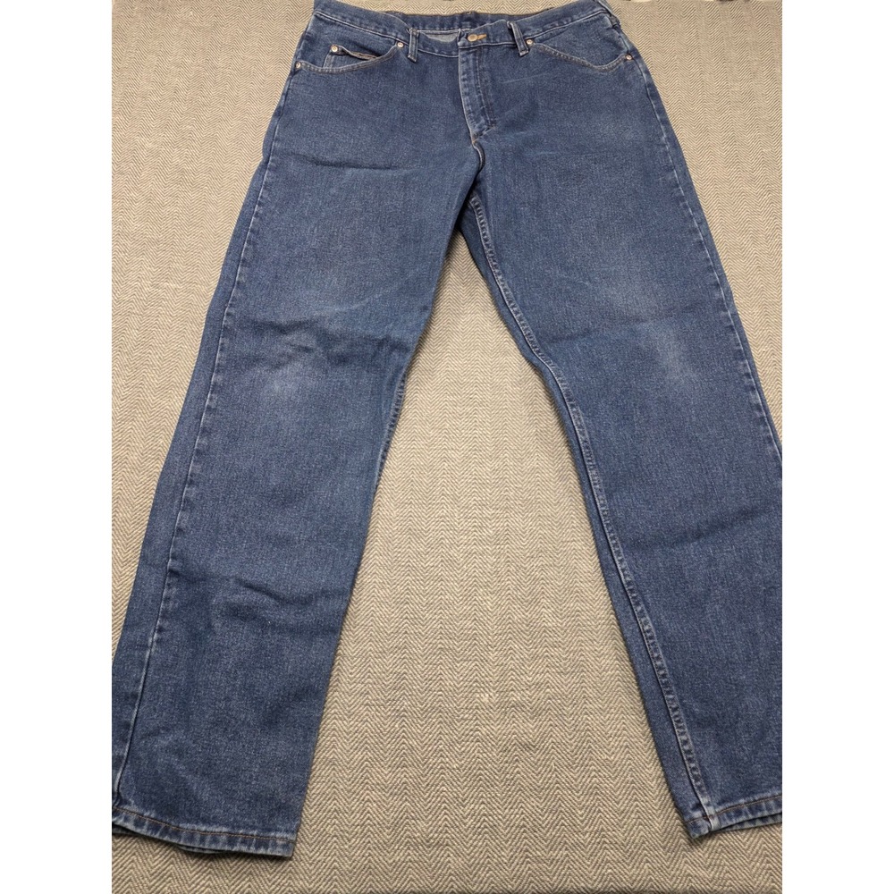 Wrangler Men Jeans Authentic Fit Straight Leg Blue Denim Size 38x34
